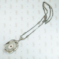 Romantic Silver Filigree Camphor Glass Necklace