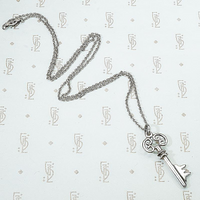 Sweet Scrolled Silver Key Pendant