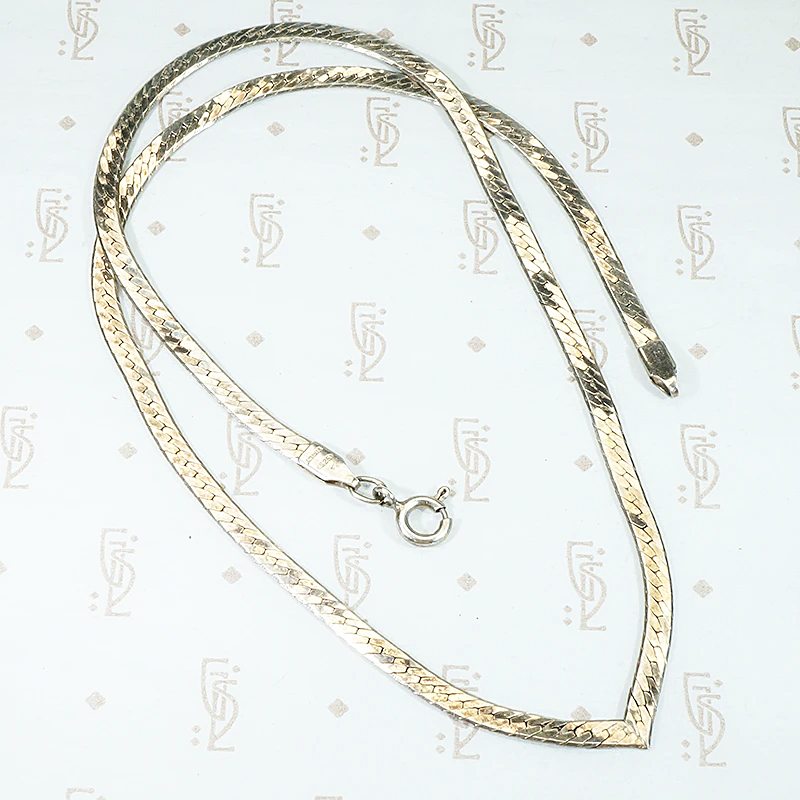 1980s Sterling Flat Herringbone "V" Chain