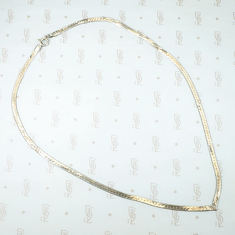 1980s Sterling Flat Herringbone "V" Chain