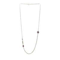Silver and Amethyst Glass Necklace - Gem Set Love