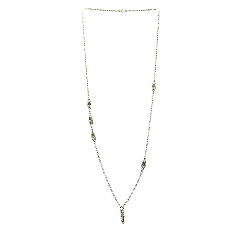 The Silver Flowers Swivel Hook Necklace - Gem Set Love