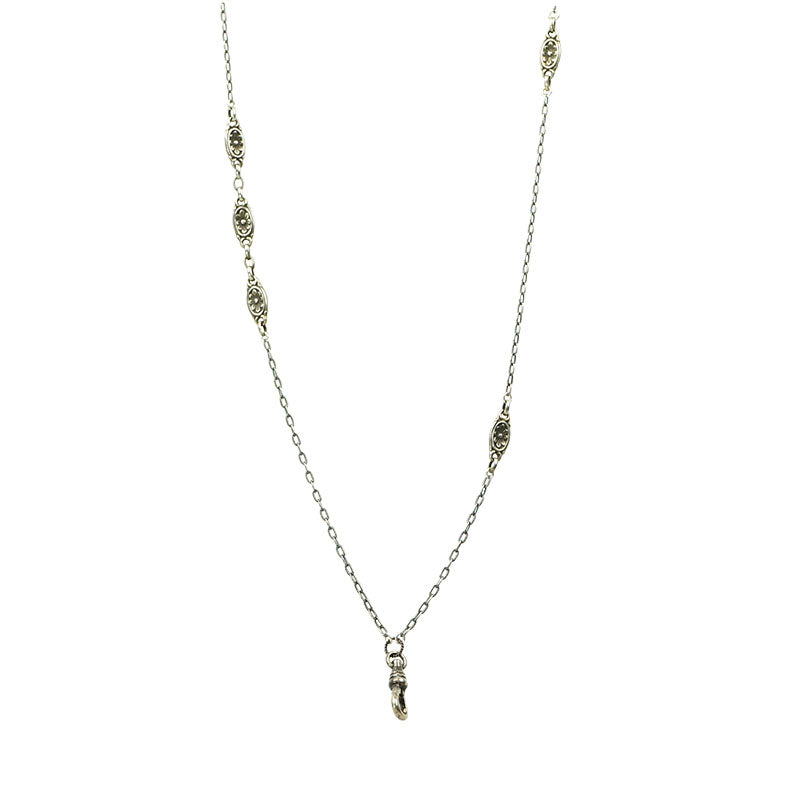 The Silver Flowers Swivel Hook Necklace - Gem Set Love