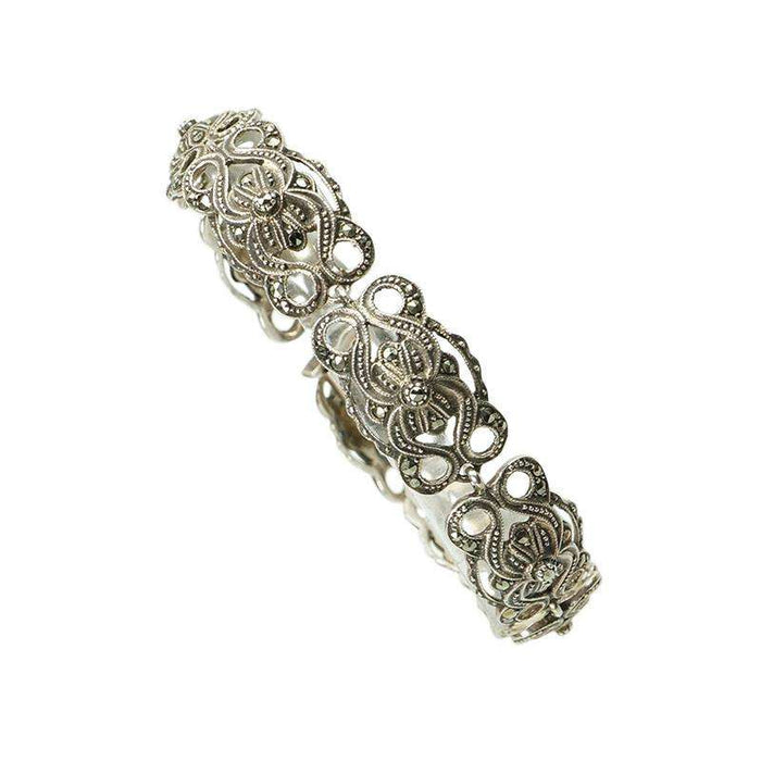 Beautifully Detailed Vintage Sterling and Marcasite Bracelet