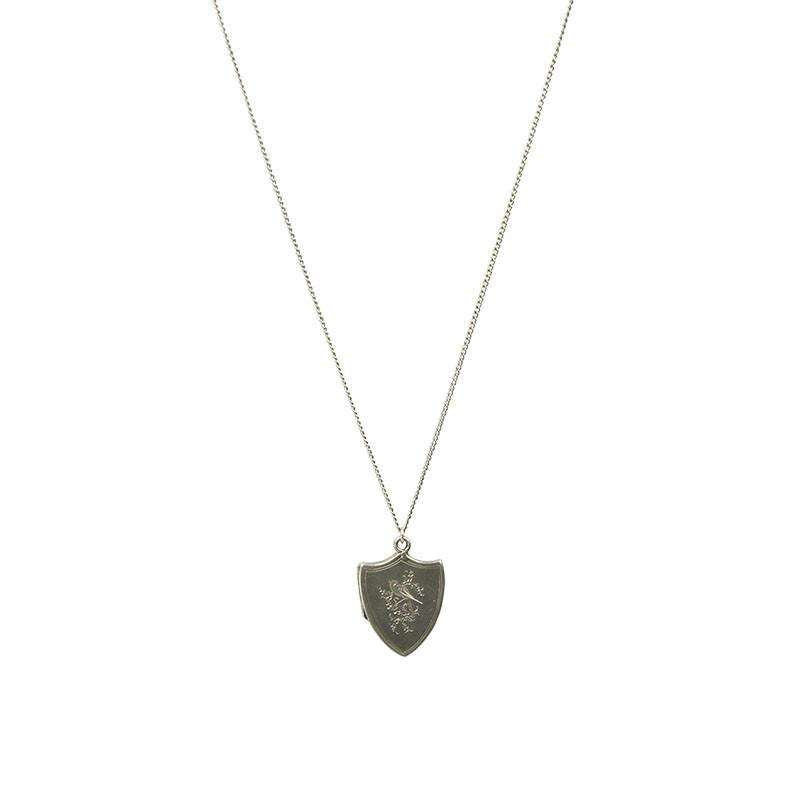 Vintage Sterling Silver Shield Shaped Locket with a Bird