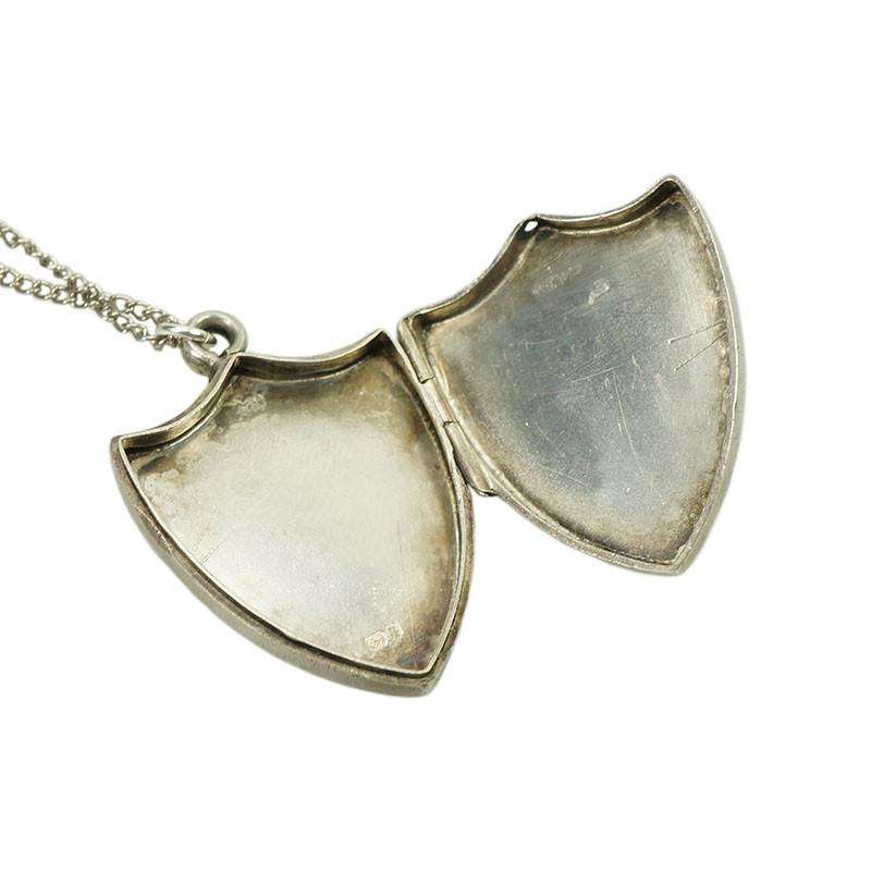 Vintage Sterling Silver Shield Shaped Locket with a Bird