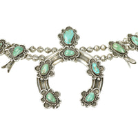 Heavy Navajo Squash Blossom Necklace in Turquoise and Silver