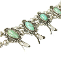 Heavy Navajo Squash Blossom Necklace in Turquoise and Silver
