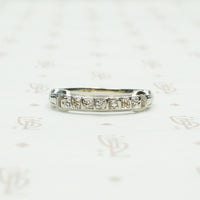 deco buckle side white gold diamond band