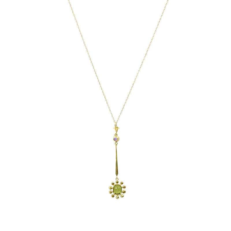 Suffragette Pendant Amethyst Peridot and Pearls circa 1910