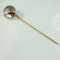 Reverse Carved and Painted Crystal Stick Pin