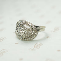 Mid Century Swirl Diamond Wedding Set