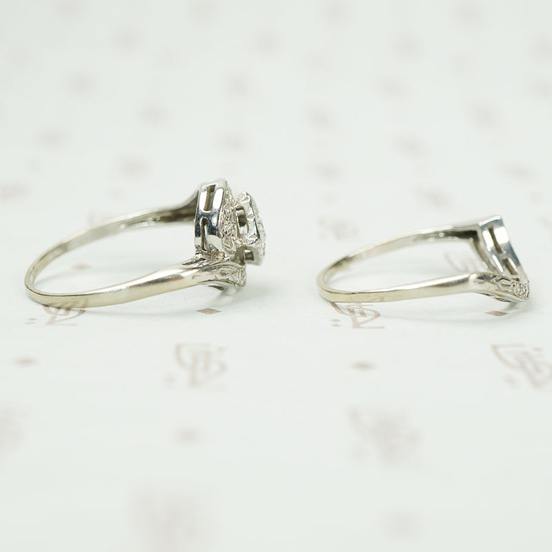 Mid Century Swirl Diamond Wedding Set