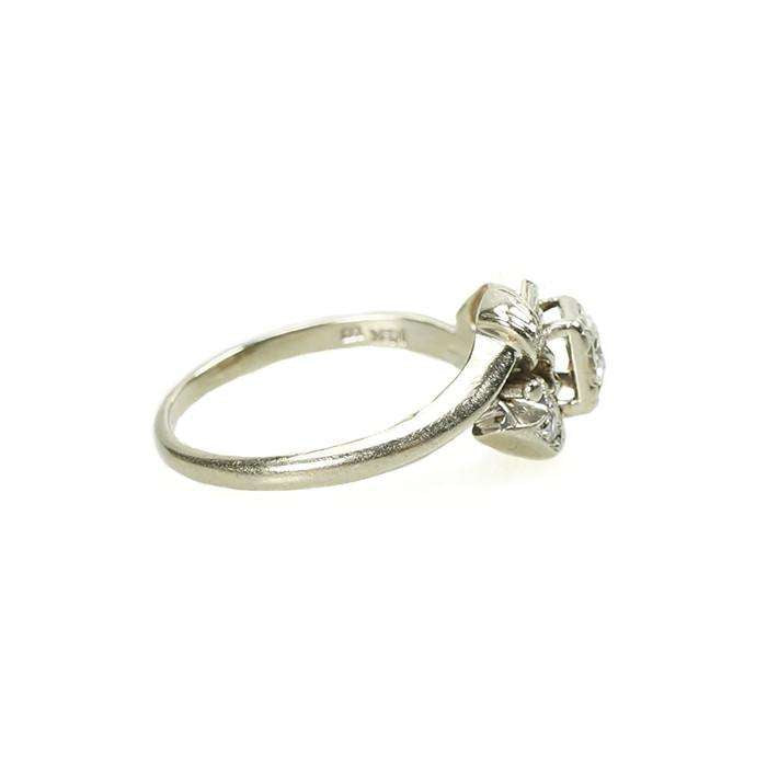 Vintage White Gold Diamond Wrapped Solitaire