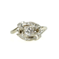Vintage White Gold Diamond Wrapped Solitaire