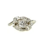Vintage White Gold Diamond Wrapped Solitaire