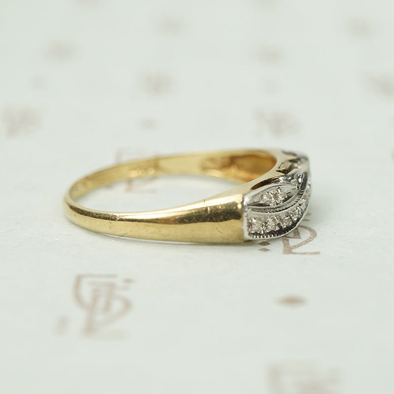 Classic Vintage Two Tone Gold Band With a Twist