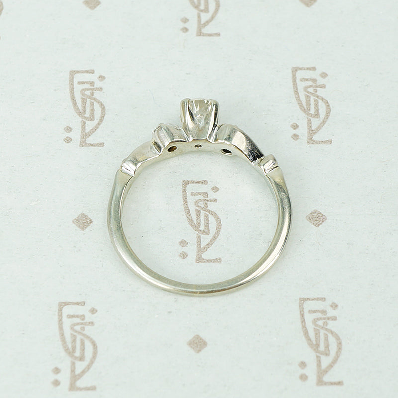 Gorgeous Vintage Swoopy White Gold Diamond Ring