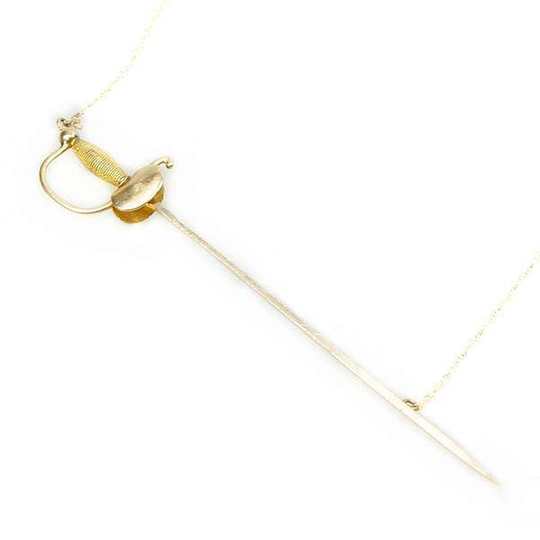 Yellow Gold Sword Necklace Vintage Conversion