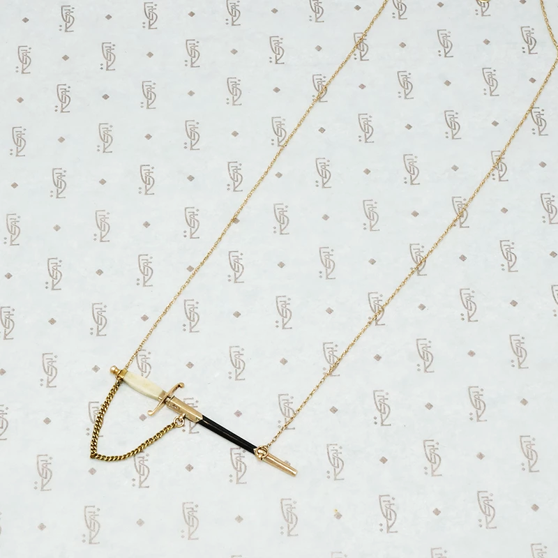 Vintage Gold Sword and Scabbard Necklace