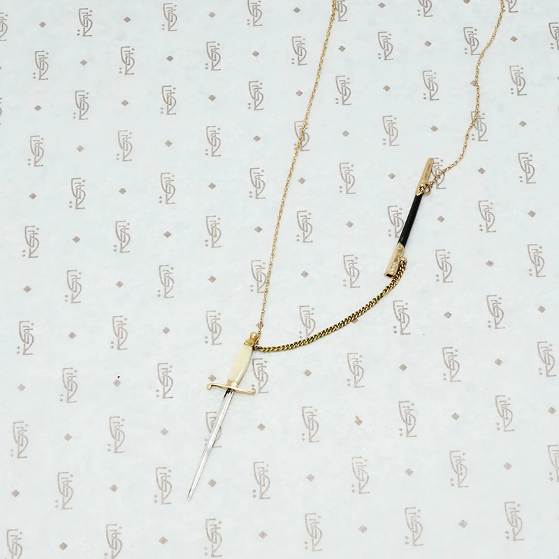 Vintage Gold Sword and Scabbard Necklace