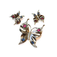 1940's signed Trifari Sterling Butterfly Brooch & Earrings by Alfred Philippe