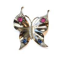 1940's signed Trifari Sterling Butterfly Brooch & Earrings by Alfred Philippe