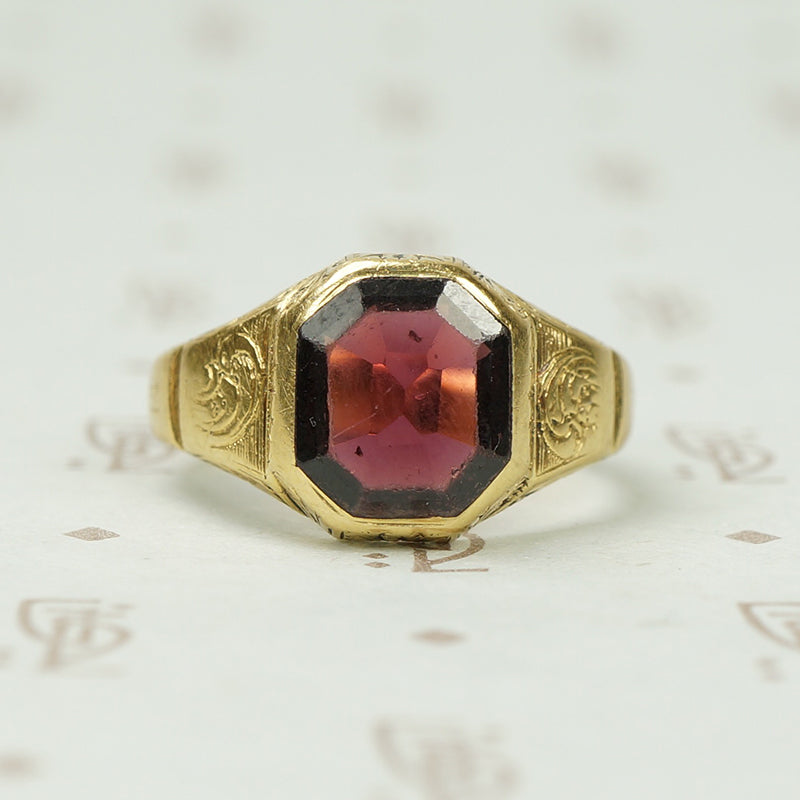 The 18k Georgian Table Cut Garnet Ring