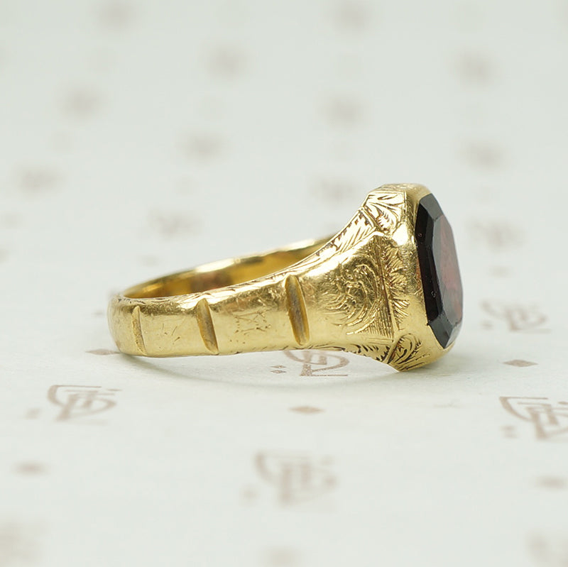 The 18k Georgian Table Cut Garnet Ring