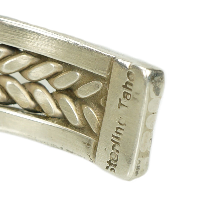 Vintage Sterling and Turquoise Michael Tahe Cuff - Gem Set Love