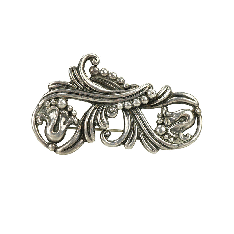 Margot de Taxco Vintage Sterling Brooch - Gem Set Love