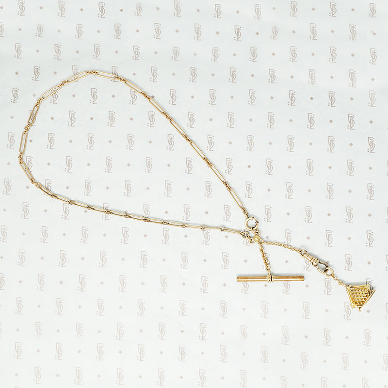 paperclip chain necklace with t-bar and watch hook swivel with fob