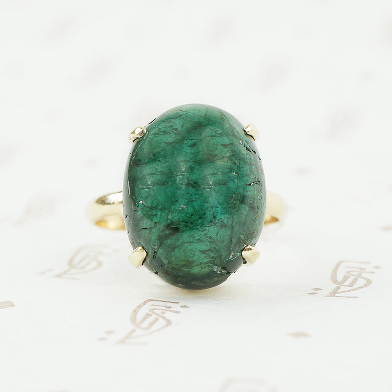 teal cabochon tourmaline ring