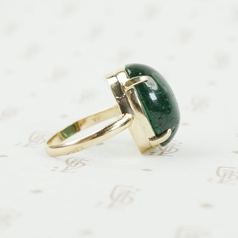 side of tourmaline cabochon ring