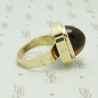 Mid Century Tigers Eye Ring in Bold Gold