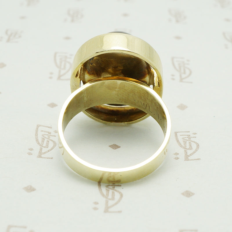 Mid Century Tigers Eye Ring in Bold Gold