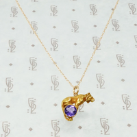 14k gold tiger on an amethyst ball necklace