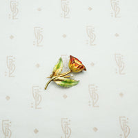the tiniest luminous enamelflower brooch 14k with a wee pearl