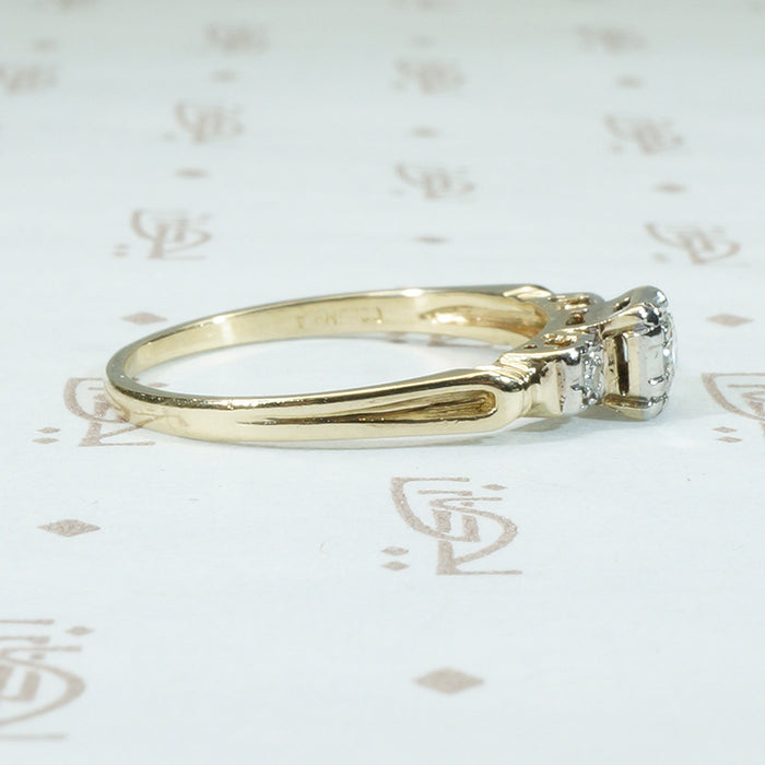 Pretty Petite Palladium and Gold Engagement Ring