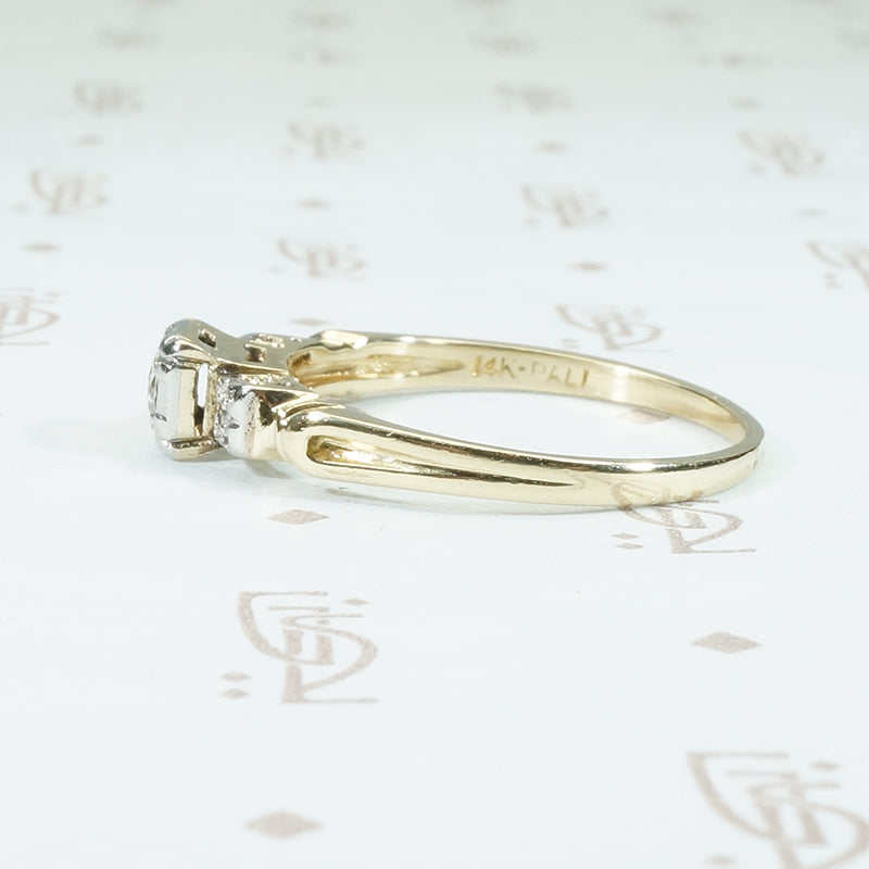 Pretty Petite Palladium and Gold Engagement Ring