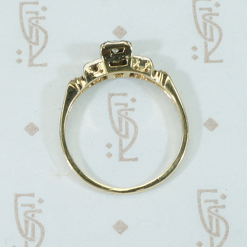 Pretty Petite Palladium and Gold Engagement Ring