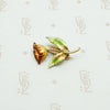 Wee Enameled Gold Art Nouveau Flower Brooch