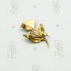 Wee Enameled Gold Art Nouveau Flower Brooch