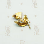 Wee Enameled Gold Art Nouveau Flower Brooch