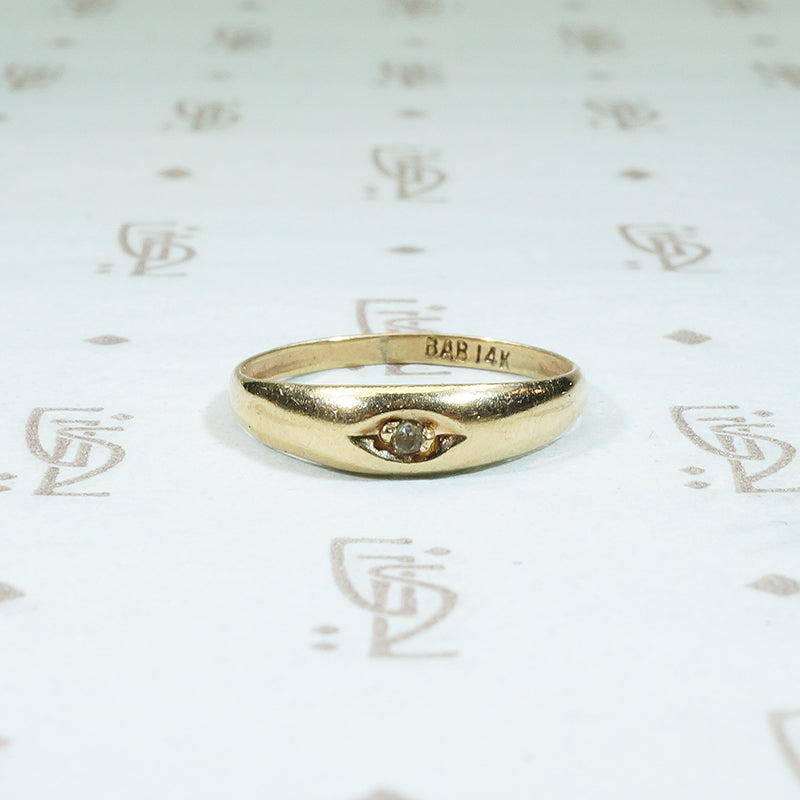 14k yellow gold tiny diamond vintage band