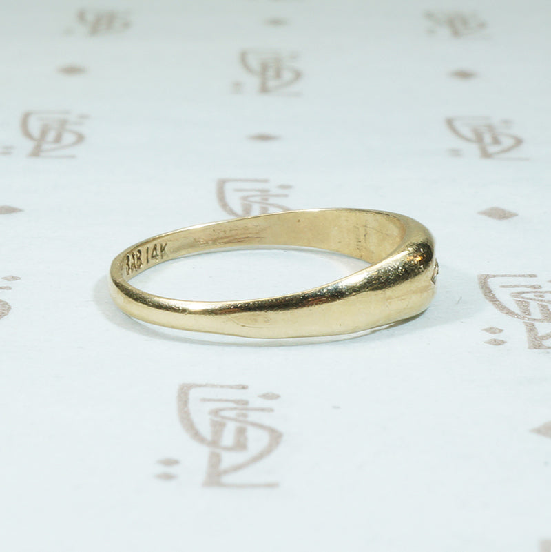 14k yellow gold tiny diamond vintage band