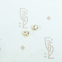 tiny 14k yellow gold bezel set diamond studs recycled