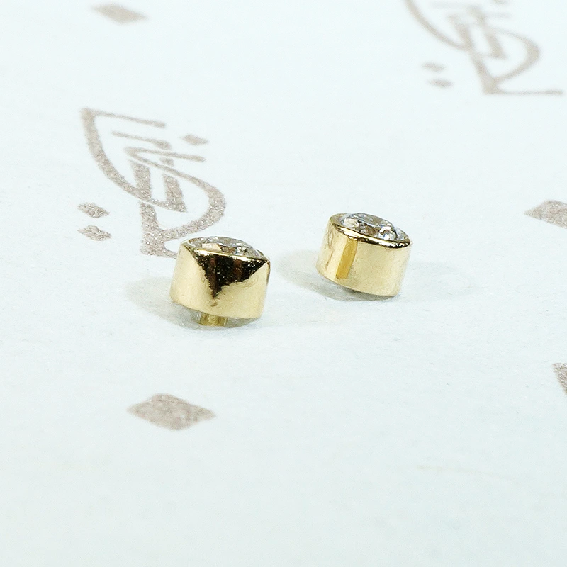 Tiny 14k Gold Bezel Diamond Studs
