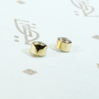 Tiny 14k Gold Bezel Diamond Studs