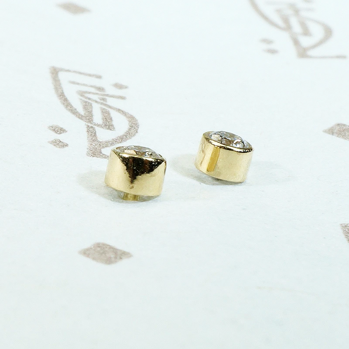 Tiny 14k Gold Bezel Diamond Studs